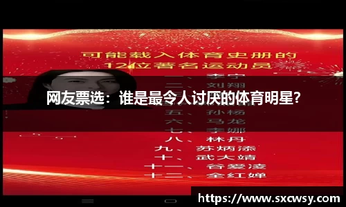 网友票选：谁是最令人讨厌的体育明星？